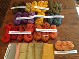 Picture of mushroom dyed wool of various colors and sources